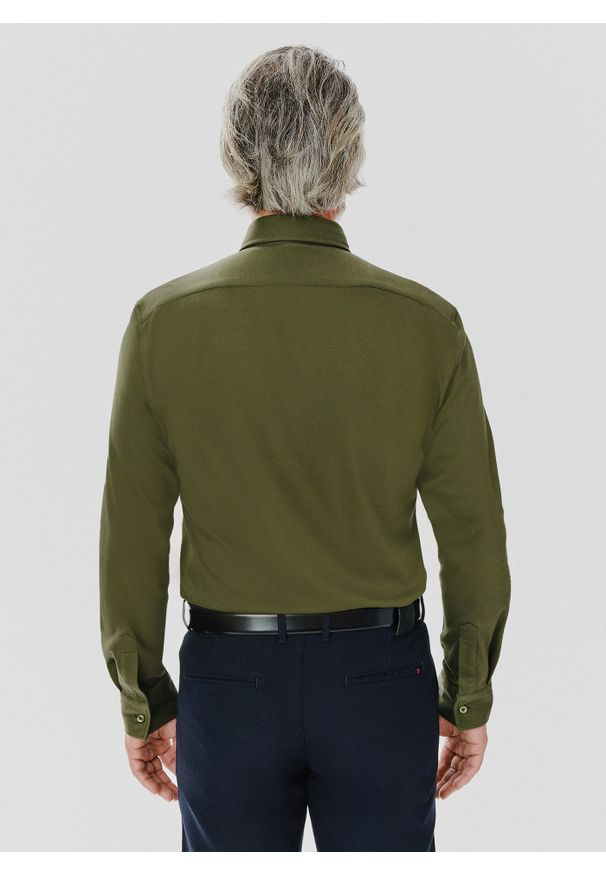 Pako Lorente - PAKO LORENTE – Zielona bawełniana koszula męska. Kolor: czarny, zielony, beżowy. Materiał: bawełna. Długość rękawa: długi rękaw. Długość: długie. Wzór: gładki