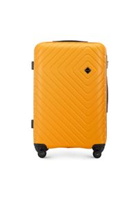 Wittchen - Średnia walizka z ABS-u z geometrycznym tłoczeniem pomarańczowa. Kolor: pomarańczowy. Materiał: poliester. Wzór: geometria #1