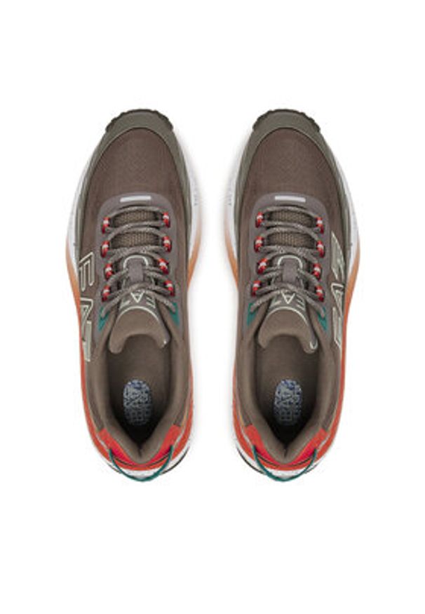 EA7 Emporio Armani Sneakersy X8X177 XK381 U044 Brązowy. Kolor: brązowy. Materiał: materiał