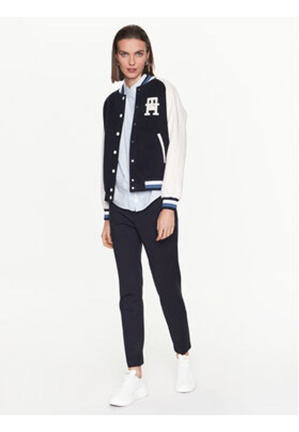 TOMMY HILFIGER - Tommy Hilfiger Kurtka bomber Varsity WW0WW38112 Granatowy Regular Fit. Kolor: niebieski. Materiał: wełna, syntetyk
