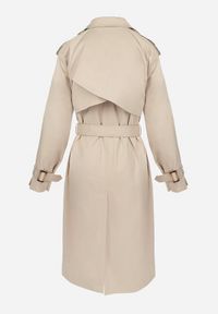 Born2be - Beżowy Płaszcz Trencz Dwurzędowy z Paskiem Cloimia. Okazja: na co dzień. Kolor: beżowy. Materiał: dzianina. Długość rękawa: długi rękaw. Długość: do kolan. Styl: wizytowy, casual, klasyczny, elegancki #7