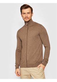 Selected Homme Kardigan Berg 16074688 Brązowy Regular Fit. Kolor: brązowy. Materiał: bawełna