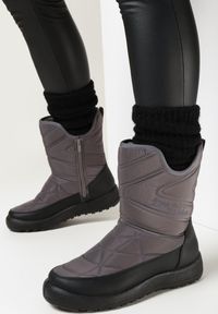 Born2be - Szare Śniegowce za Kostkę Maidalle. Wysokość cholewki: za kostkę. Nosek buta: okrągły. Zapięcie: zamek. Kolor: szary. Materiał: materiał, futro. Sezon: zima. Obcas: na obcasie. Styl: klasyczny. Wysokość obcasa: niski #5