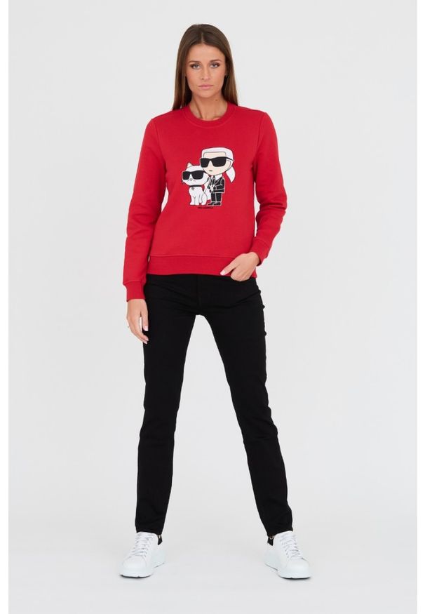 Karl Lagerfeld - KARL LAGERFELD Czerwona damska bluza Ikonik 2.0, Rozmiar XS. Kolor: czerwony
