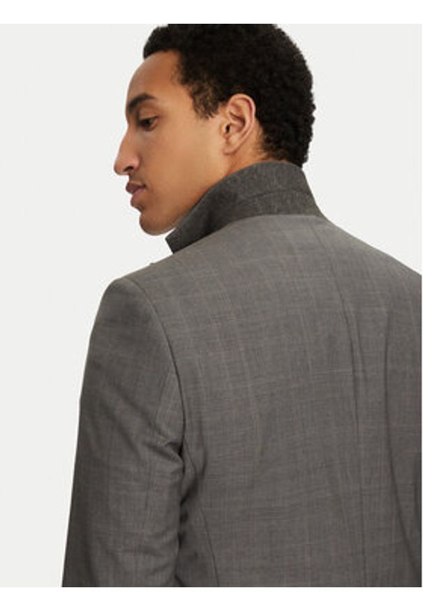 BOSS Garnitur H-Huge 50535023 Szary Slim Fit. Kolor: szary. Materiał: wełna