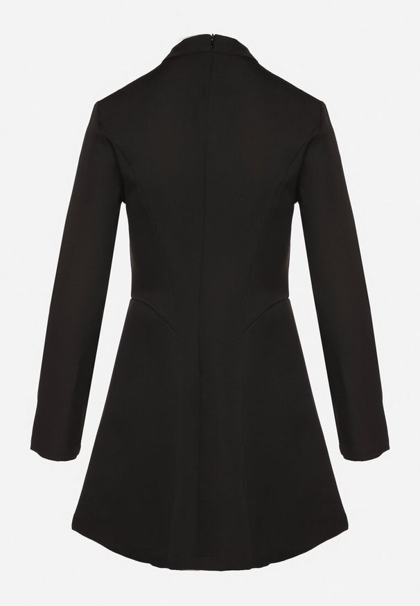 Born2be - Czarna Taliowana Sukienka o Rozkloszowanym Dole Virvesa. Okazja: na co dzień. Kolor: czarny. Styl: casual, elegancki