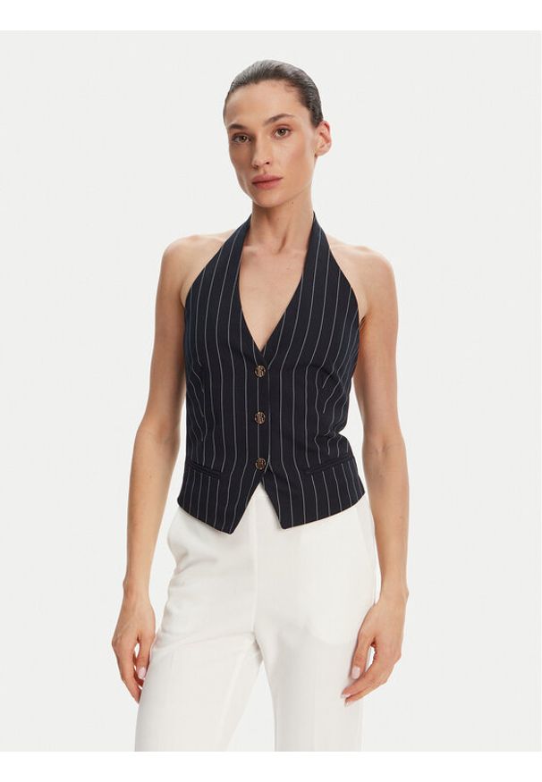 Fracomina Kamizelka garniturowa FR25SJ5002W761D4 Granatowy Slim Fit. Kolor: niebieski. Materiał: syntetyk