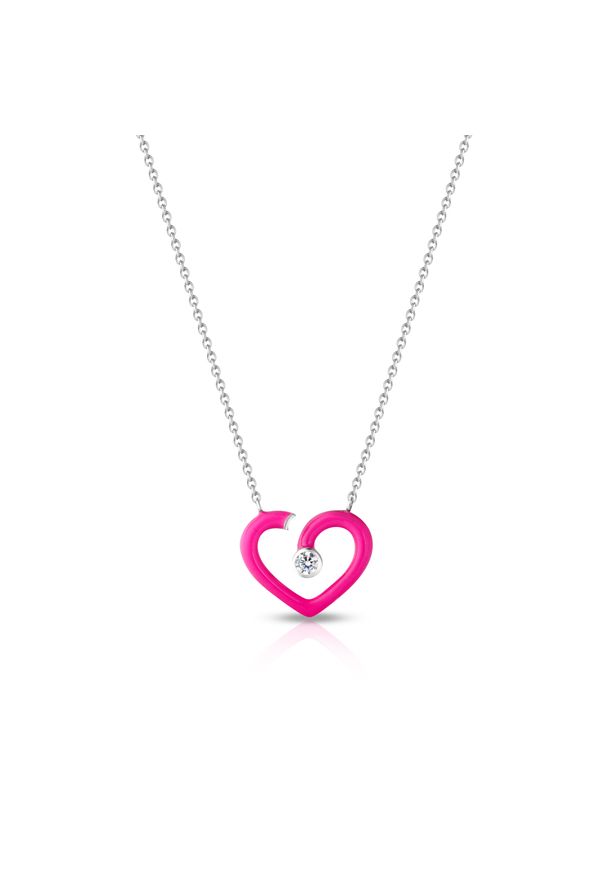 W.KRUK - Naszyjnik srebrny różowe serce. Materiał: srebrne. Kolor: różowy, wielokolorowy, srebrny