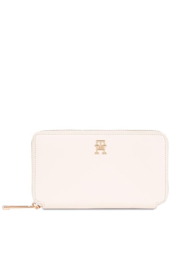 TOMMY HILFIGER - Tommy Hilfiger Duży Portfel Damski Iconic Tommy Large Za AW0AW16009 Écru. Materiał: skóra