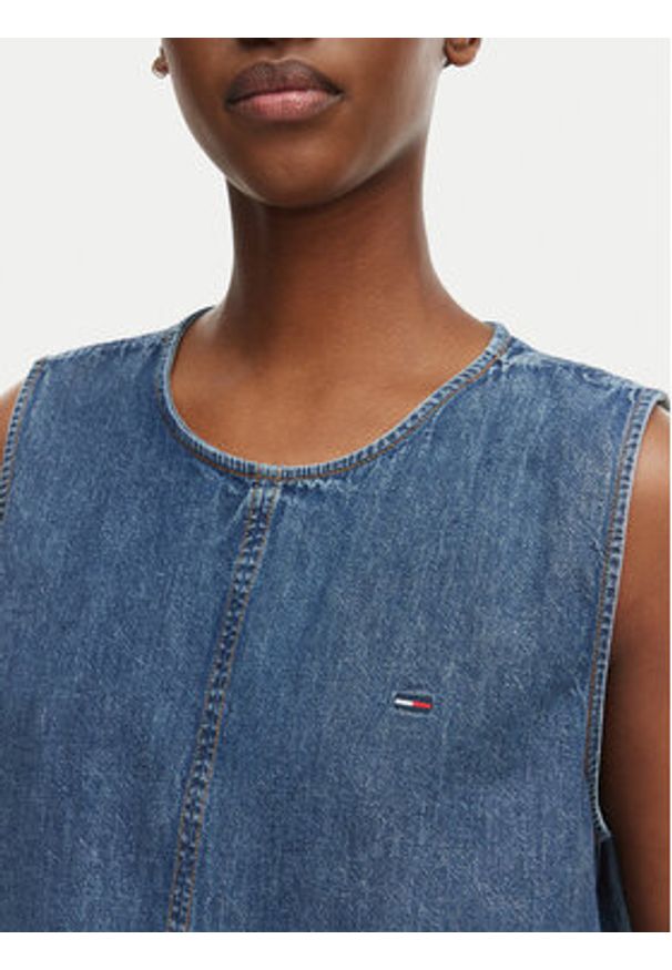 Tommy Jeans Top DW0DW22609 Niebieski Regular Fit. Kolor: niebieski. Materiał: bawełna, jeans
