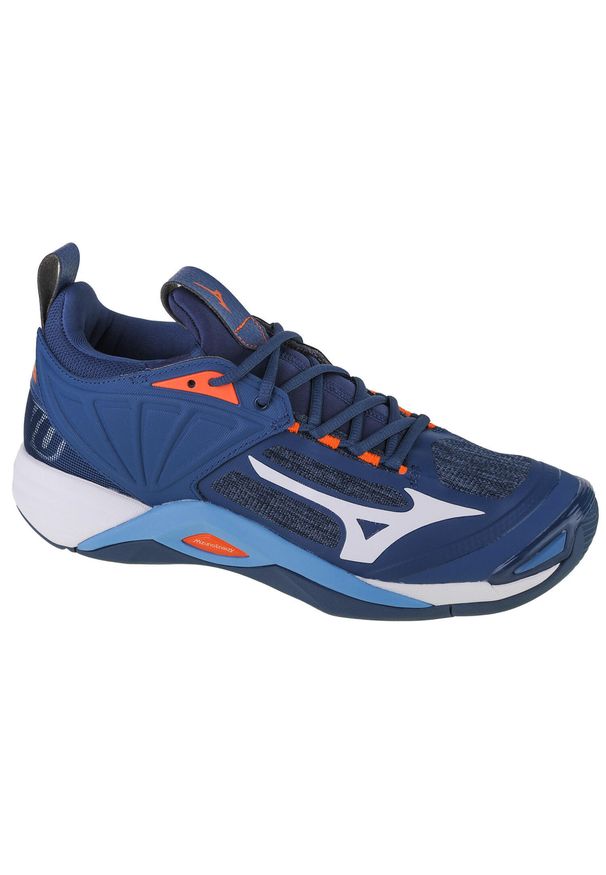 Buty do siatkówki męskie, Mizuno Wave Momentum 2. Kolor: niebieski. Model: Mizuno Wave. Sport: siatkówka