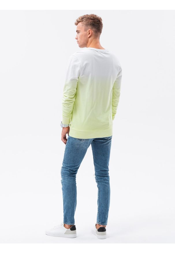 Ombre Clothing - Bluza męska bez kaptura B1150 - limonkowa - XXL. Typ kołnierza: bez kaptura. Materiał: bawełna. Wzór: gradientowy. Sezon: lato
