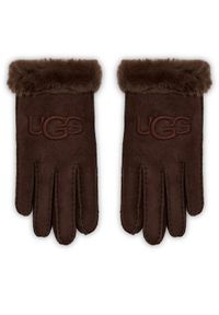 Ugg Rękawiczki Damskie W Sheepskin Embroider Glove 20931 Bordowy. Kolor: czerwony