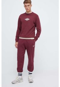 Reebok spodnie dresowe kolor bordowy gładkie. Kolor: czerwony. Materiał: dresówka. Wzór: gładki #3