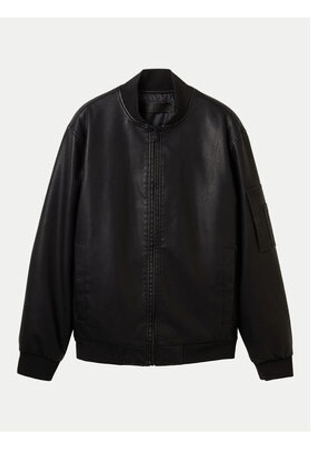 Tom Tailor Denim Kurtka z imitacji skóry 1041780 Czarny Regular Fit. Kolor: czarny. Materiał: skóra