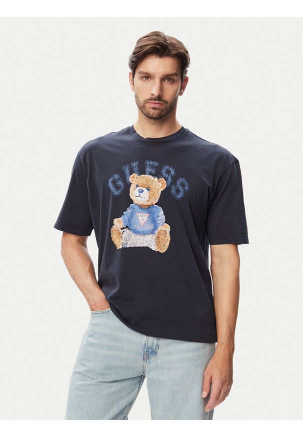 Guess T-Shirt 182885 Niebieski Classic Fit. Kolor: niebieski