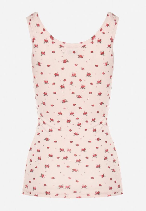 Born2be - Różowy Bawełniany Top z Kwiatowym Wzorem Venitte. Okazja: na co dzień. Kolor: różowy. Materiał: bawełna. Wzór: kwiaty. Styl: casual, klasyczny