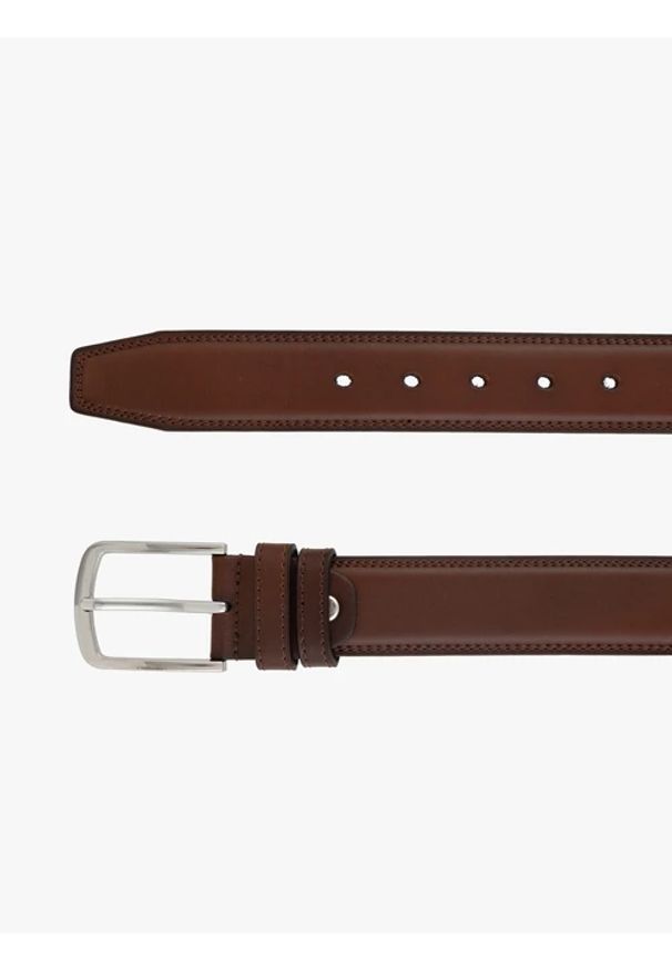 Ryłko - Ciemnobrązowy pasek ze skóry licowej. Kolor: brązowy. Materiał: skóra. Styl: klasyczny, casual, street, elegancki