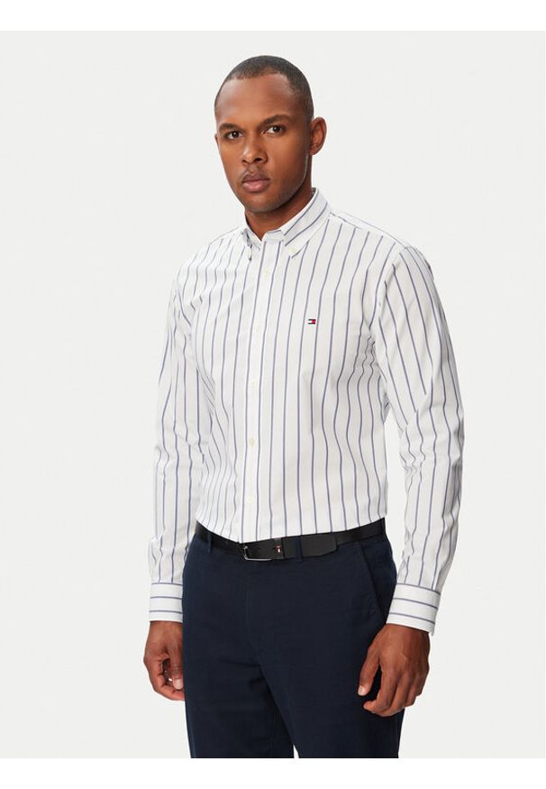 TOMMY HILFIGER - Tommy Hilfiger Koszula Performance MW0MW43430 Niebieski jasny Slim Fit. Kolor: niebieski. Materiał: syntetyk