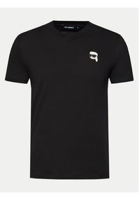 Karl Lagerfeld - KARL LAGERFELD T-Shirt 755021 552224 Czarny Regular Fit. Typ kołnierza: dekolt w karo. Kolor: czarny. Materiał: bawełna #6