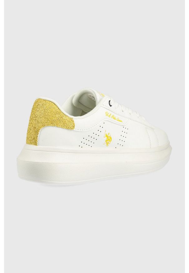 U.S. Polo Assn. sneakersy dziecięce kolor biały. Nosek buta: okrągły. Zapięcie: sznurówki. Kolor: biały. Materiał: guma. Szerokość cholewki: normalna. Obcas: na platformie