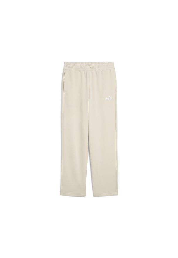 Puma - Damskie spodnie z prostymi nogawkami i małym logo No. 1 ESS Comfort PUMA. Kolor: biały. Wzór: haft. Sport: turystyka piesza