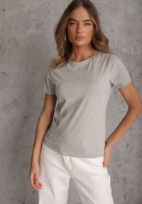 Renee - Szary T-shirt z Bawełny z Okrągłym Dekoltem Nedima. Okazja: na co dzień. Kolor: szary. Materiał: bawełna. Styl: casual, klasyczny #2