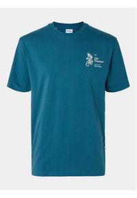 Selected Homme T-Shirt Slhrelaxaries 16094014 Turkusowy Relaxed Fit. Kolor: turkusowy. Materiał: bawełna