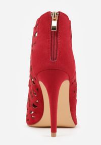 Born2be - Czerwone Ażurowe Sandały Botki Vices na Szpilce Nativria. Kolor: czerwony. Wzór: ażurowy. Obcas: na szpilce. Styl: elegancki #7