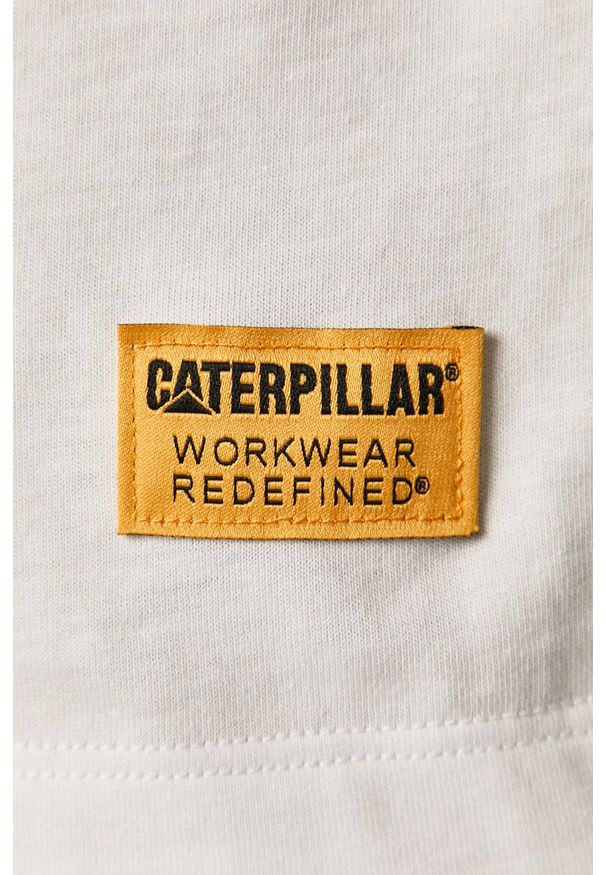 CATerpillar - Caterpillar - T-shirt. Okazja: na co dzień. Kolor: biały. Materiał: dzianina. Wzór: gładki, aplikacja. Styl: casual