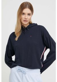 TOMMY HILFIGER - Tommy Hilfiger bluza lounge kolor granatowy z kapturem z aplikacją. Typ kołnierza: kaptur. Kolor: niebieski. Materiał: materiał, dzianina, wiskoza. Wzór: aplikacja #1