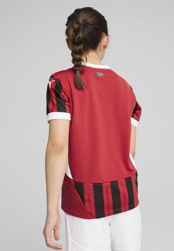 Koszulka Puma Acm Home Jersey Jr Dzieci. Kolor: czerwony, czarny, wielokolorowy. Materiał: jersey