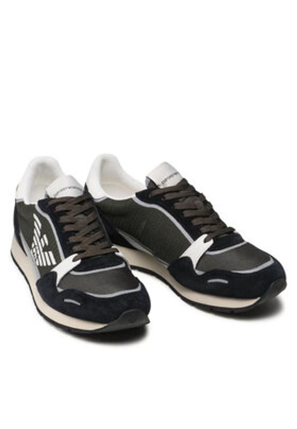 Emporio Armani Sneakersy X4X537 XM678 Q446 Khaki. Kolor: brązowy. Materiał: skóra, zamsz