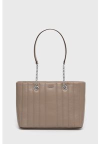 DKNY - Dkny torebka skórzana kolor brązowy. Kolor: brązowy. Materiał: skórzane. Rodzaj torebki: na ramię