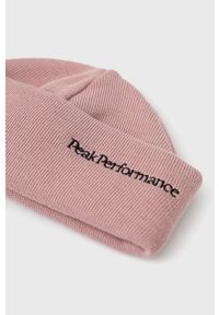 Peak Performance Czapka wełniana kolor różowy z cienkiej dzianiny. Kolor: różowy. Materiał: dzianina, wełna