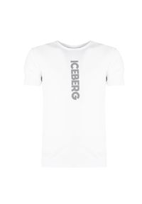 Iceberg T-Shirt "C-Neck" | F013639A | Mężczyzna | Biały. Okazja: na co dzień. Kolor: biały. Materiał: elastan, bawełna. Wzór: nadruk. Styl: elegancki, casual