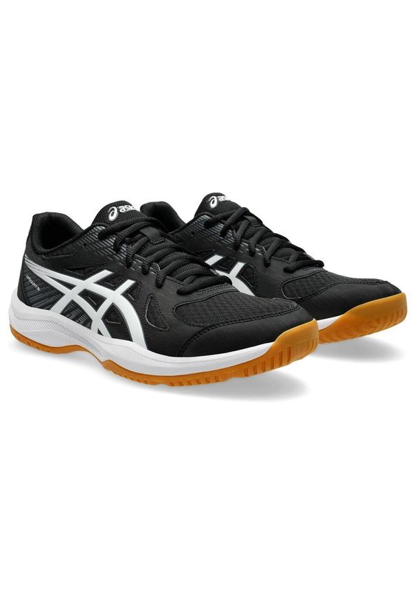 Buty siatkarskie męskie Asics Upcourt 6. Zapięcie: sznurówki. Kolor: biały, wielokolorowy, czarny. Materiał: materiał, syntetyk, tkanina. Szerokość cholewki: normalna