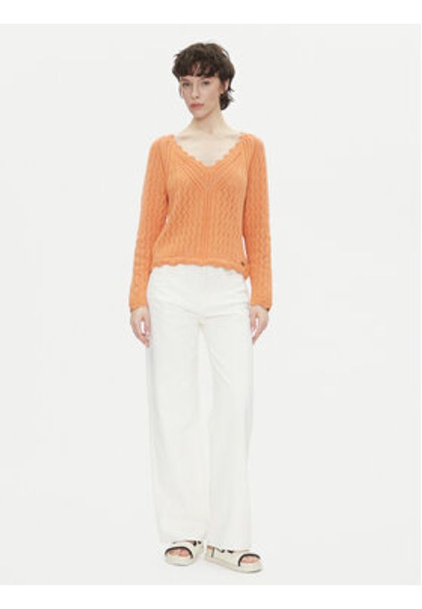 Pepe Jeans Sweter Olya PL702288 Pomarańczowy Regular Fit. Kolor: pomarańczowy. Materiał: bawełna