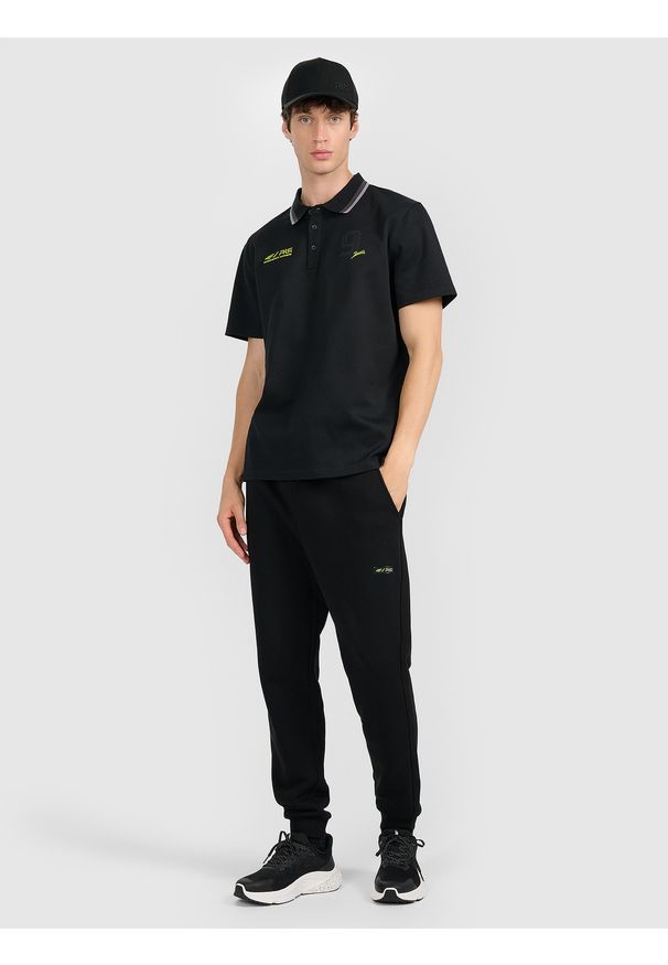 4f - 4F Koszulka polo regular męska 4F x Robert Lewandowski - czarna S. Okazja: na co dzień. Typ kołnierza: polo. Kolor: czarny. Materiał: bawełna, materiał. Styl: casual, klasyczny, sportowy