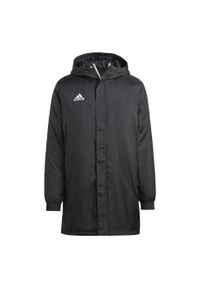 Adidas - Entrada 22 Stadium Jacket. Kolor: czarny. Materiał: poliester, materiał. Długość: długie