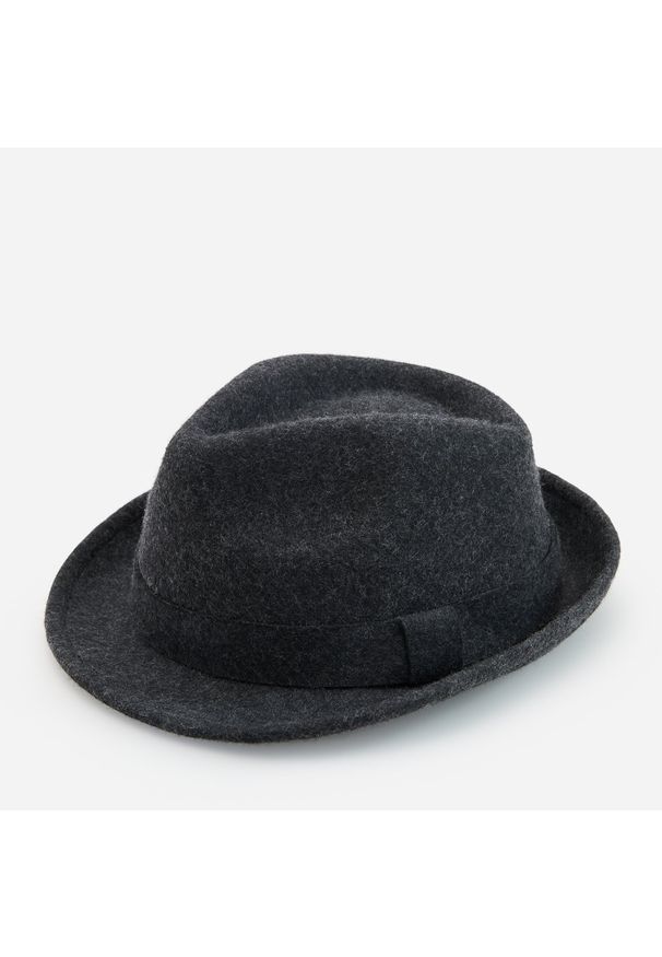 Reserved - Klasyczny kapelusz z wełny - Szary. Kolor: szary. Materiał: wełna. Styl: klasyczny