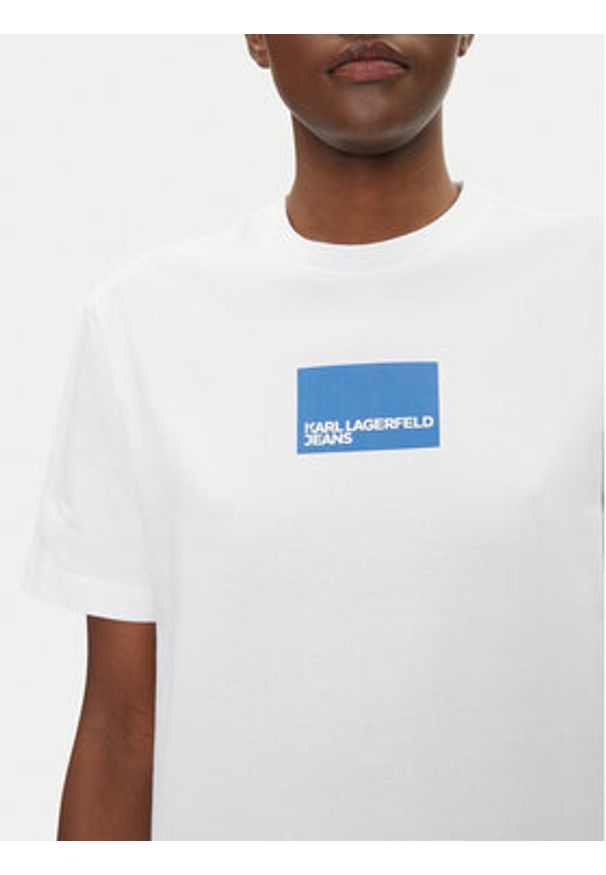 Karl Lagerfeld Jeans Sukienka codzienna A2W13028 Biały Regular Fit. Okazja: na co dzień. Kolor: biały. Materiał: bawełna. Typ sukienki: proste. Styl: casual