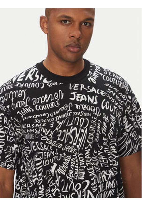Versace Jeans Couture T-Shirt 78GAH6R0 Czarny Regular Fit. Kolor: czarny. Materiał: bawełna