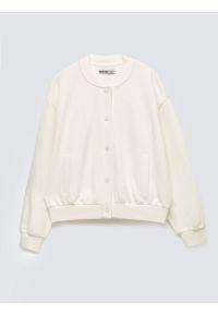 Big-Star - Bluza damska bomber biała Pixelina 100. Okazja: na spacer, na co dzień. Kolor: biały. Materiał: dzianina. Styl: casual, elegancki, sportowy #1