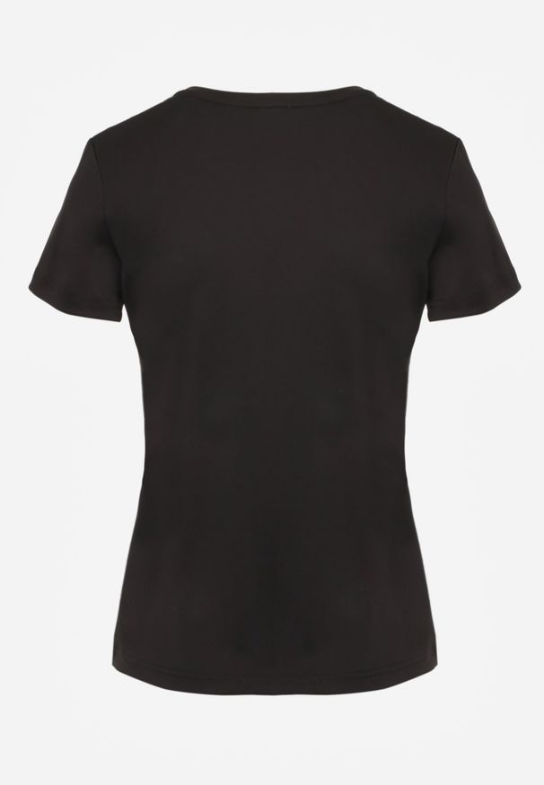 Renee - Czarny Klasyczny T-shirt o Gładkim Wykończeniu Rhethine. Kolor: czarny. Materiał: zamsz, jeans. Długość: krótkie. Wzór: gładki. Styl: klasyczny