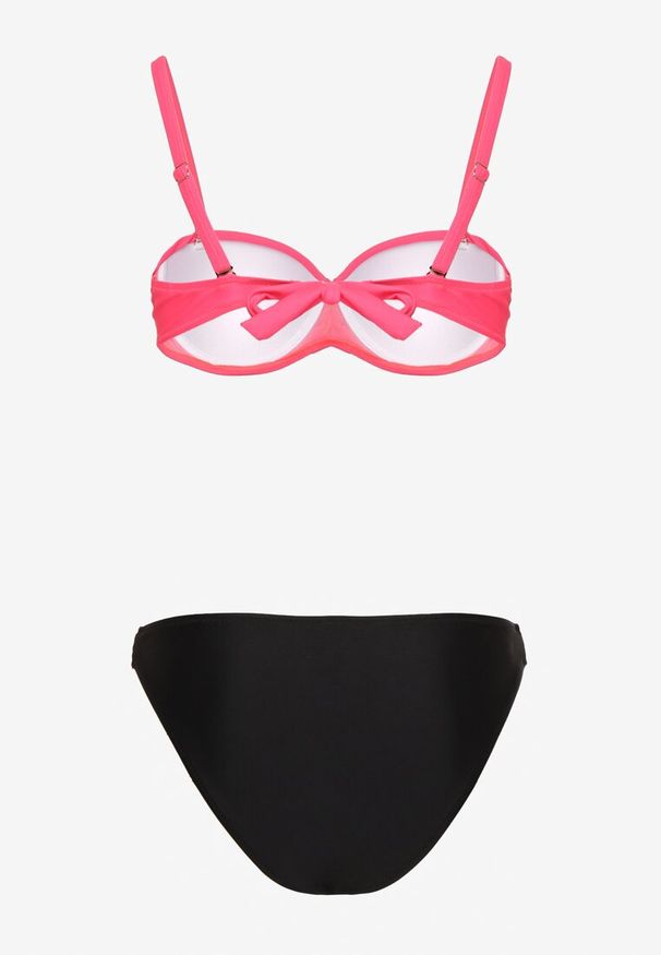 Renee - Ciemnoróżowe Bikini Majtki Figi i Biustonosz z Marszczeniem Sepiana. Kolor: różowy