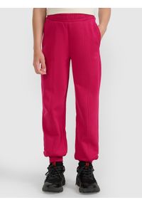 4f - 4F Spodnie dresowe joggery dziewczęce - różowe 164 (13-14 lat). Okazja: na co dzień. Kolor: różowy. Materiał: dresówka. Wzór: gładki, ze splotem. Sezon: lato. Styl: sportowy, casual, młodzieżowy #2