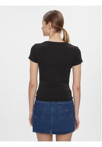 Tommy Jeans T-Shirt Tjw Slim Badge Rib Tee Ss DW0DW17396 Czarny Slim Fit. Kolor: czarny. Materiał: bawełna