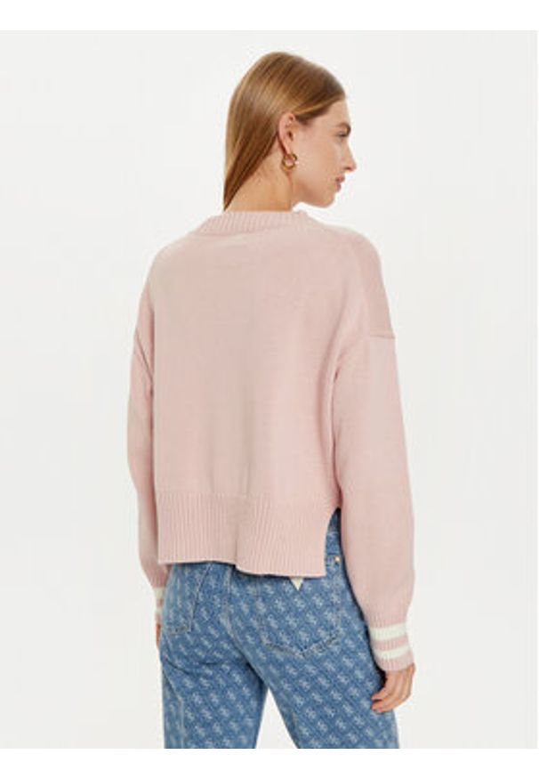 Guess Jeans Kardigan W4BR81 Z3HM1 Różowy Regular Fit. Kolor: różowy. Materiał: bawełna