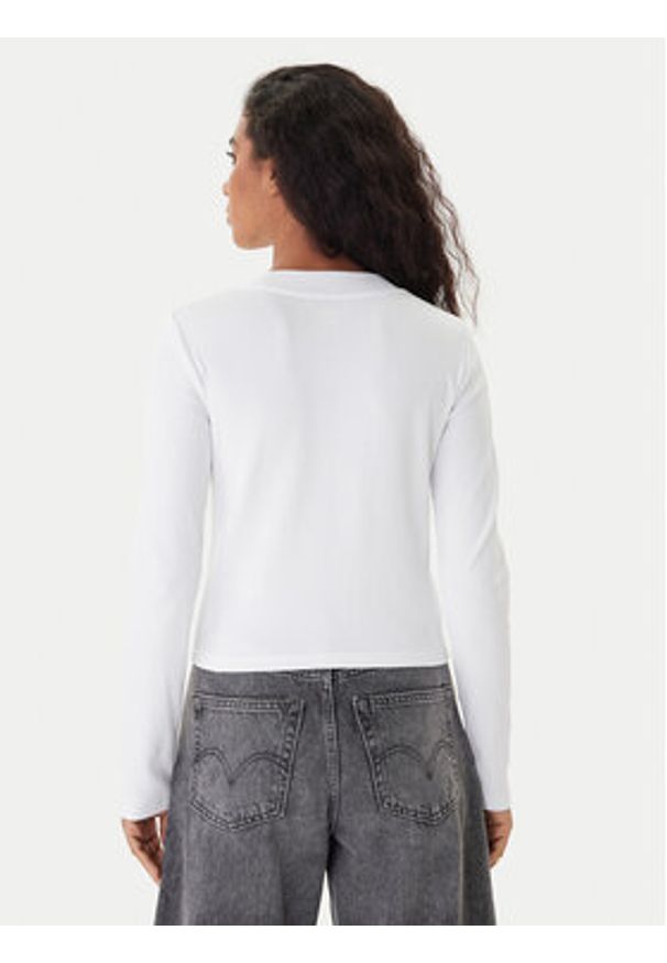 Calvin Klein Jeans Bluzka Monogram LV047A803G Biały Slim Fit. Kolor: biały. Materiał: bawełna